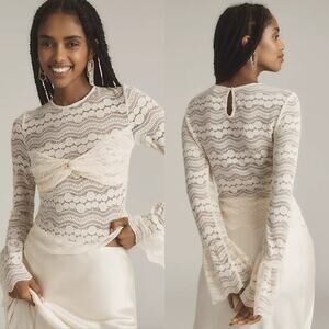 Anthropologie Sarah Hann Joslyn Lace Top Poet Long Sleeve Size XL